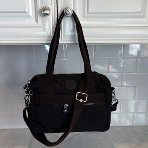 Kipling Klara Crossbody Shoulder Bag Purse Black Nylon Satchel